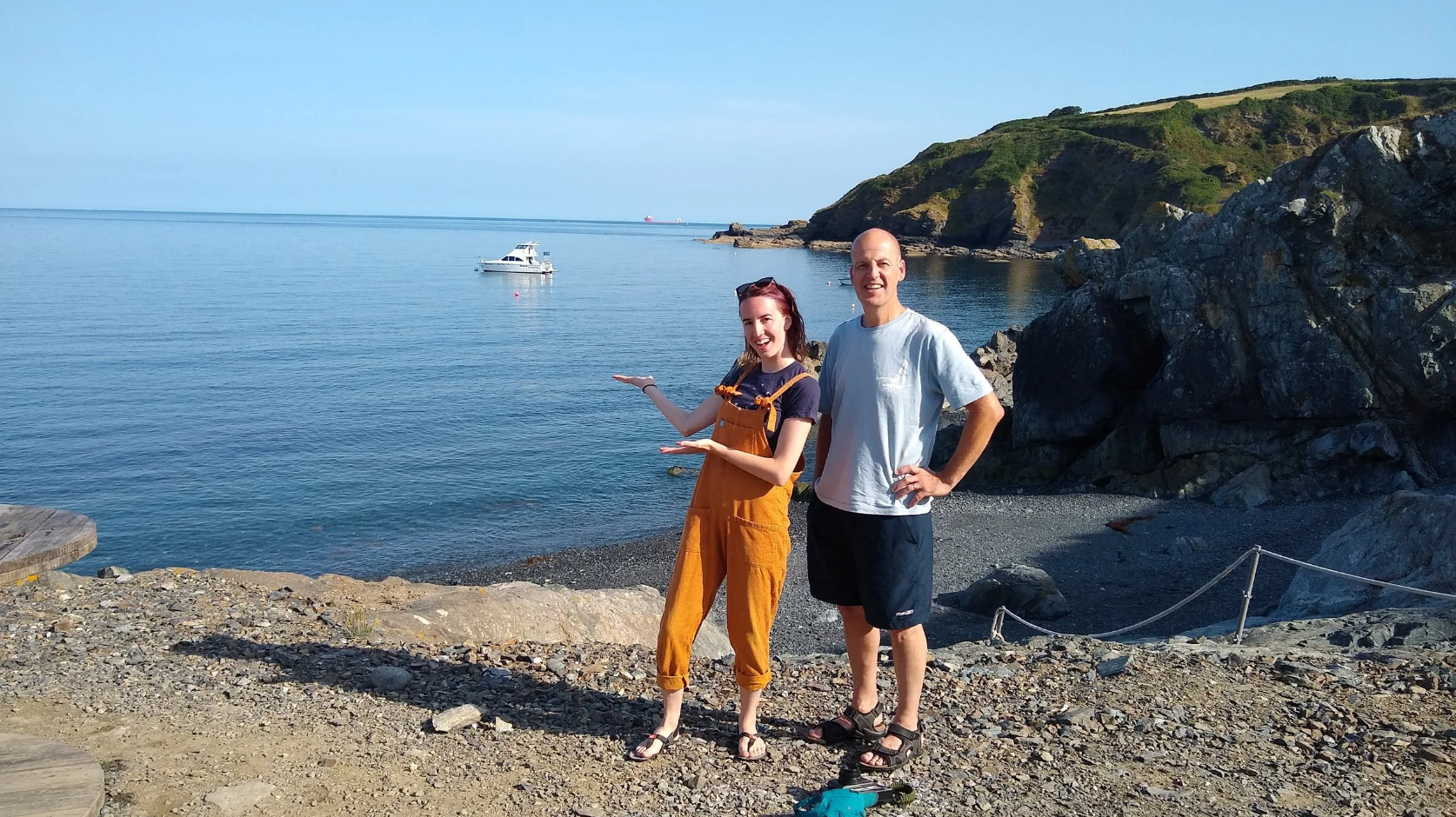 Emily and her father at Porthkerris